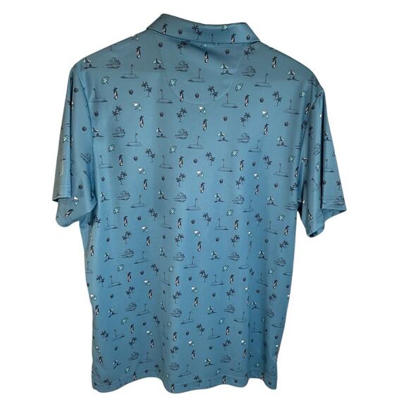 PGA Tour Mens Blue Vacation Print Golf Polo Shirt Short Sleeve Polyester Large - Picture 3 of 9